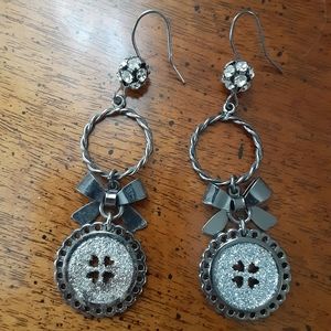 RARE Betsey Johnson Button Bow Earrings